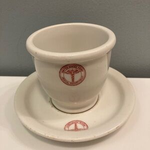 WWII U.S. Army medical Department by Sterling China Co. Double egg cup / saucer